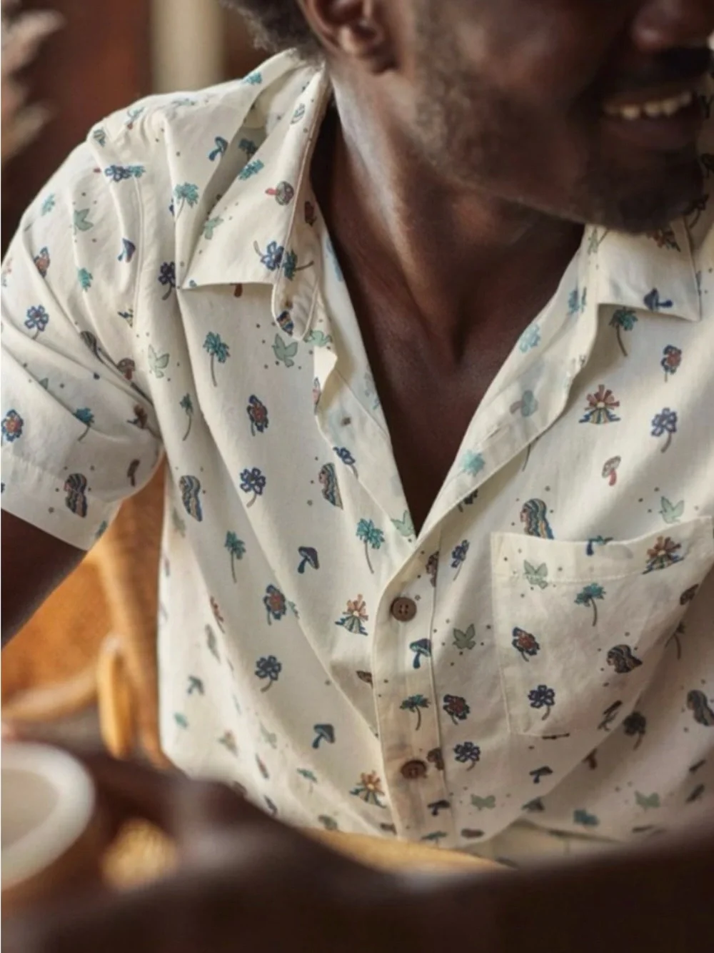 Marine Layer Trippy Icon Casual Button Down Shirt Soft White size XX Large